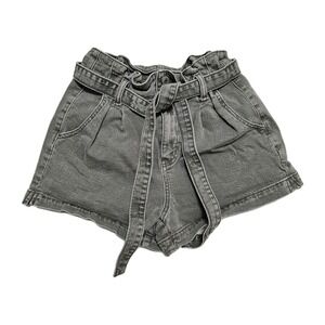 American Eagle Shorts Womens 00 Grey Highest Rise Mom Short Paperbag Waist Y2K